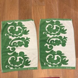 Marimekko Green and White  Floral Print Hand Towels